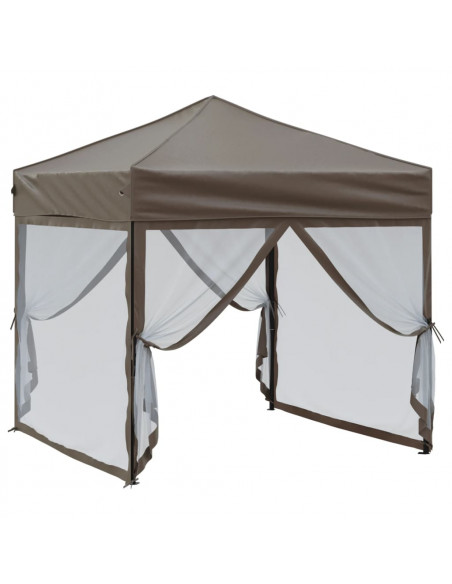 Tenda per Feste Pieghevole con Pareti Laterali Tortora 2x2 m