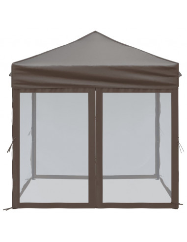 Tenda per Feste Pieghevole con Pareti Laterali Tortora 2x2 m