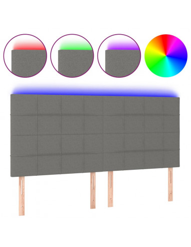 Testiera a LED GrigioScuro 180x5x118/128cm inTessuto