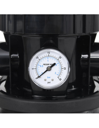 Filtro a Sabbia per Piscina con Valvola a 6 Vie Nero