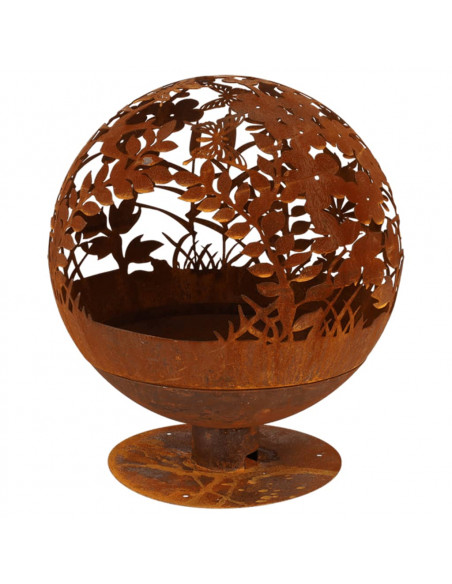 Esschert Design Braciere con Motivo a Foglie Ruggine FF294