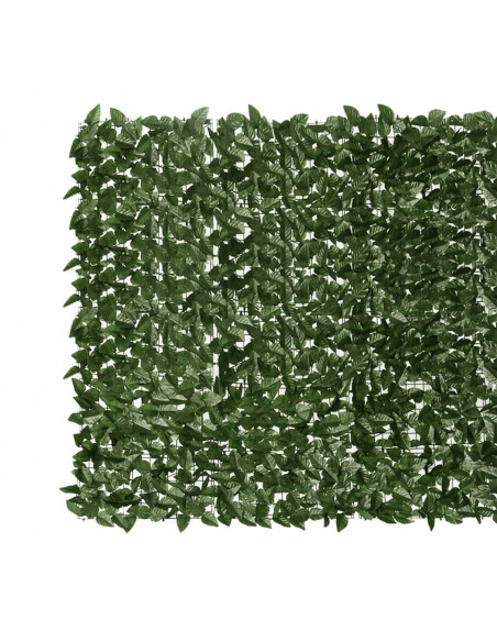 Paravento da Balcone con Foglie Verde Scuro 600x150 cm