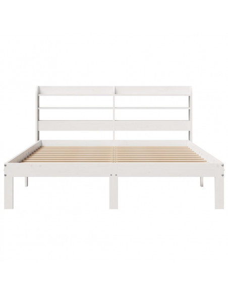 Giroletto con Testiera Bianco 160x200 cm Legno Massello di Pino