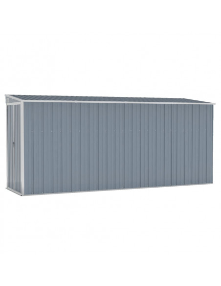Capanno Giardino a Parete Grigio 118x382x178 cm Acciaio Zincato
