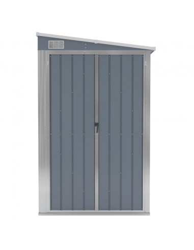 Capanno Giardino a Parete Grigio 118x382x178 cm Acciaio Zincato