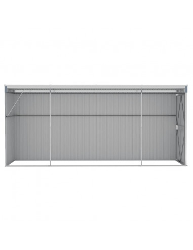 Capanno Giardino a Parete Grigio 118x382x178 cm Acciaio Zincato