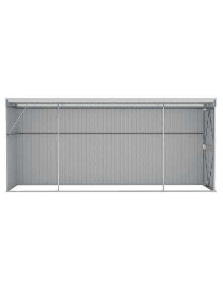 Capanno Giardino a Parete Grigio 118x382x178 cm Acciaio Zincato