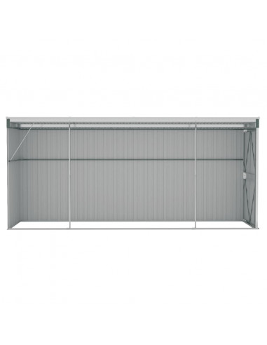 Capanno Giardino a Parete Verde 118x382x178 cm Acciaio Zincato