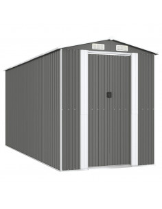 Capanno da Giardino Grigio Chiaro 192x440x223cm Acciaio Zincato 2