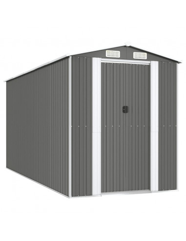 Capanno da Giardino Grigio Chiaro 192x440x223cm Acciaio Zincato