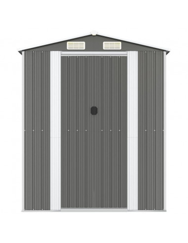 Capanno da Giardino Grigio Chiaro 192x440x223cm Acciaio Zincato