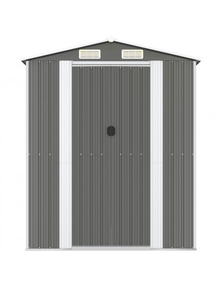 Capanno da Giardino Grigio Chiaro 192x440x223cm Acciaio Zincato
