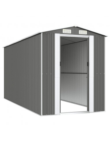 Capanno da Giardino Grigio Chiaro 192x440x223cm Acciaio Zincato