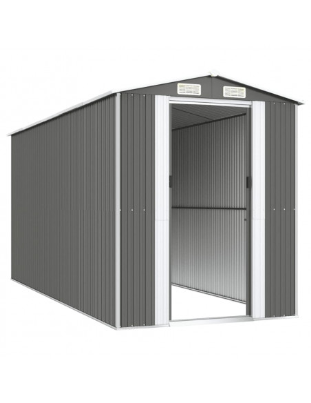 Capanno da Giardino Grigio Chiaro 192x440x223cm Acciaio Zincato