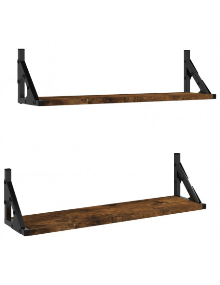 Mensole da Parete 2pz Rovere Fumo 60x15x15,5 cm