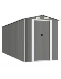 Capanno da Giardino Grigio Chiaro 192x523x223cm Acciaio Zincato 2