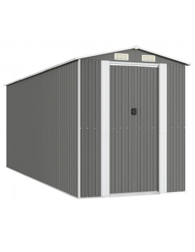 Capanno da Giardino Grigio Chiaro 192x523x223cm Acciaio Zincato