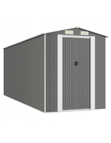 Capanno da Giardino Grigio Chiaro 192x523x223cm Acciaio Zincato