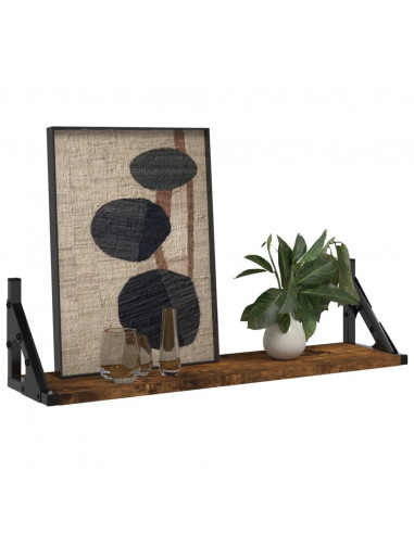 Mensole da Parete 2pz Rovere Fumo 60x15x15,5 cm