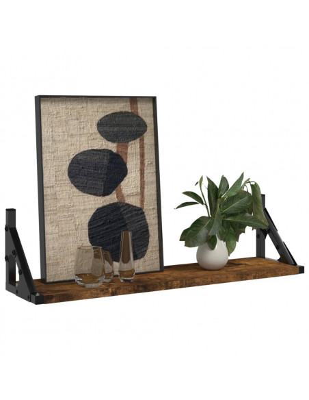 Mensole da Parete 2pz Rovere Fumo 60x15x15,5 cm