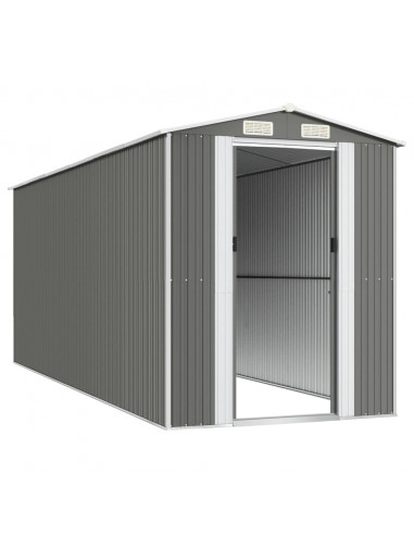 Capanno da Giardino Grigio Chiaro 192x523x223cm Acciaio Zincato
