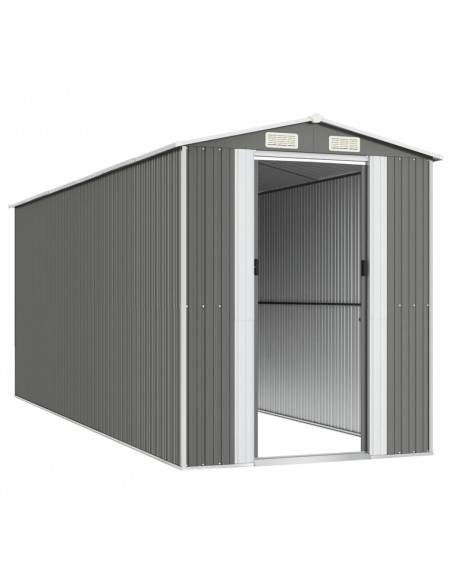 Capanno da Giardino Grigio Chiaro 192x523x223cm Acciaio Zincato
