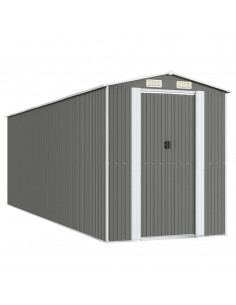 Capanno da Giardino Grigio Chiaro 192x606x223cm Acciaio Zincato 2