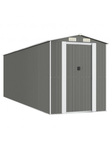 Capanno da Giardino Grigio Chiaro 192x606x223cm Acciaio Zincato