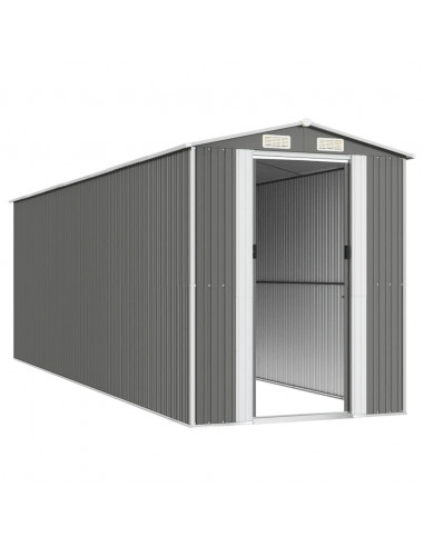 Capanno da Giardino Grigio Chiaro 192x606x223cm Acciaio Zincato