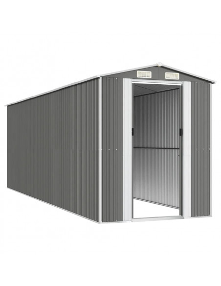 Capanno da Giardino Grigio Chiaro 192x606x223cm Acciaio Zincato