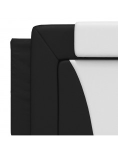 Letto con Materasso Nero e Bianco 160x200cm Similpelle 2