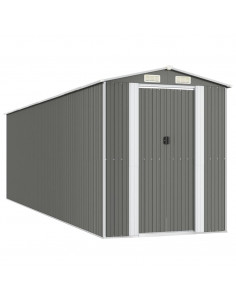 Capanno da Giardino Grigio Chiaro 192x689x223cm Acciaio Zincato 2