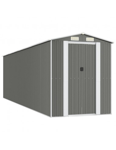 Capanno da Giardino Grigio Chiaro 192x689x223cm Acciaio Zincato
