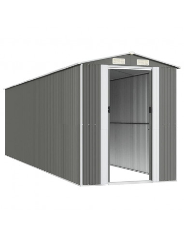 Capanno da Giardino Grigio Chiaro 192x689x223cm Acciaio Zincato