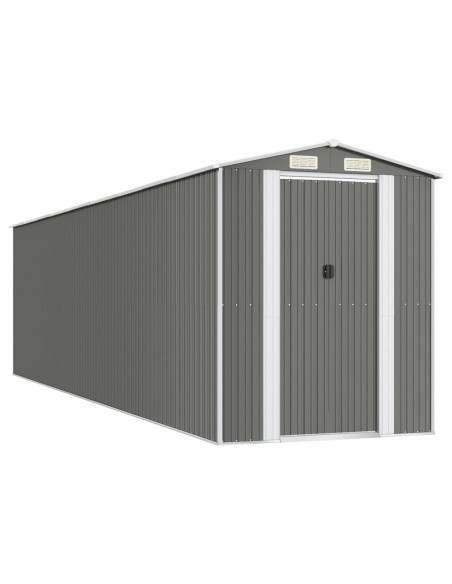 Capanno da Giardino Grigio Chiaro 192x772x223cm Acciaio Zincato
