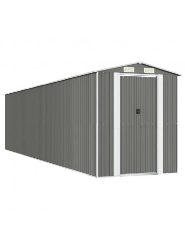 Capanno da Giardino Grigio Chiaro 192x855x223cm Acciaio Zincato