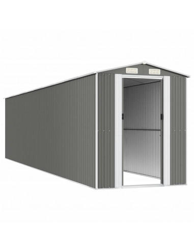 Capanno da Giardino Grigio Chiaro 192x855x223cm Acciaio Zincato