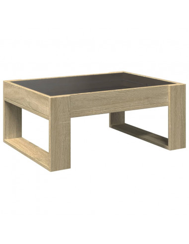 Tavolino da Salotto con LED Infinity Rovere Sonoma 70x53x30 cm