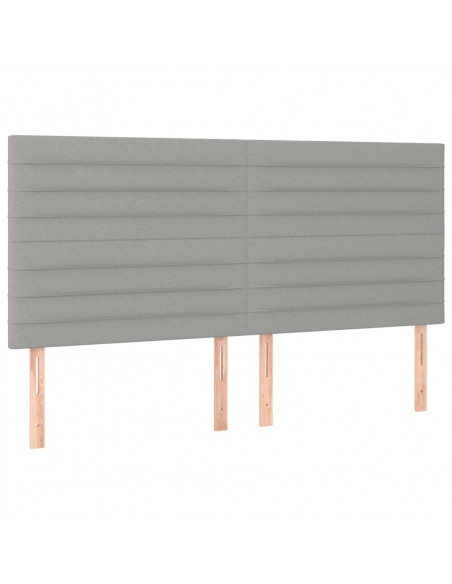 Testiera 4 pz Grigio Chiaro 90x5x78/88 cm in Tessuto