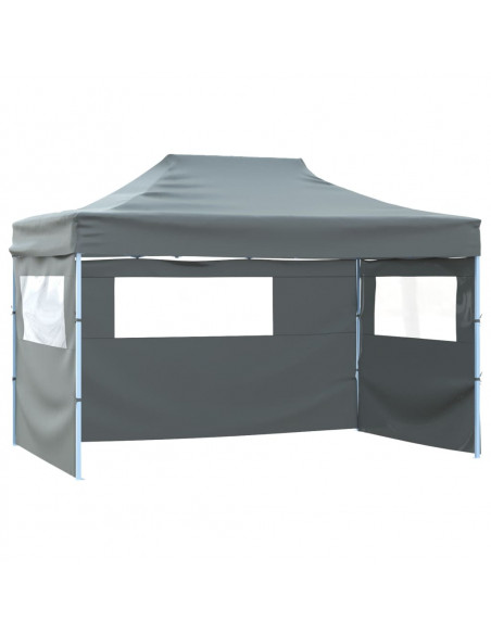 Tenda Pieghevole con 3 Pareti 3x4,5 m Antracite