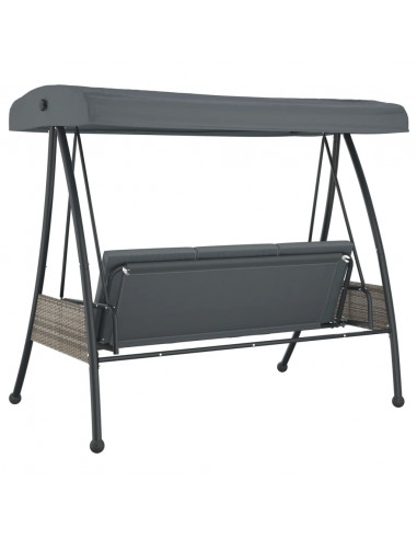 Panca Dondolo Giardino Tettoia Regolabile Grigio Scuro Acciaio