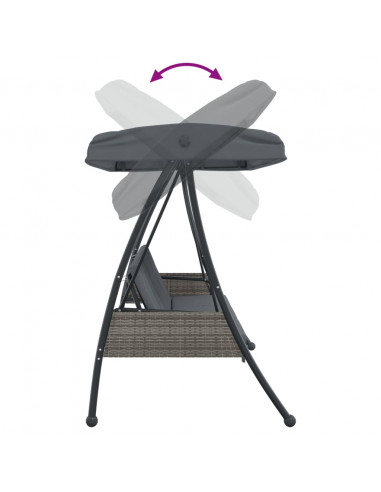 Panca Dondolo Giardino Tettoia Regolabile Grigio Scuro Acciaio