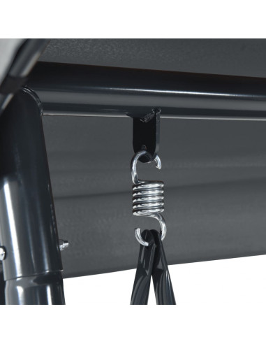 Panca Dondolo Giardino Tettoia Regolabile Grigio Scuro Acciaio