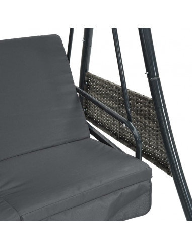 Panca Dondolo Giardino Tettoia Regolabile Grigio Scuro Acciaio