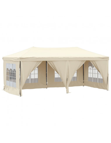 Tenda per Feste Pieghevole con Pareti Laterali Crema 3x6 m