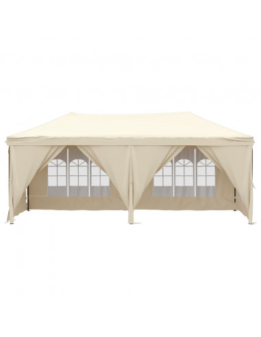 Tenda per Feste Pieghevole con Pareti Laterali Crema 3x6 m