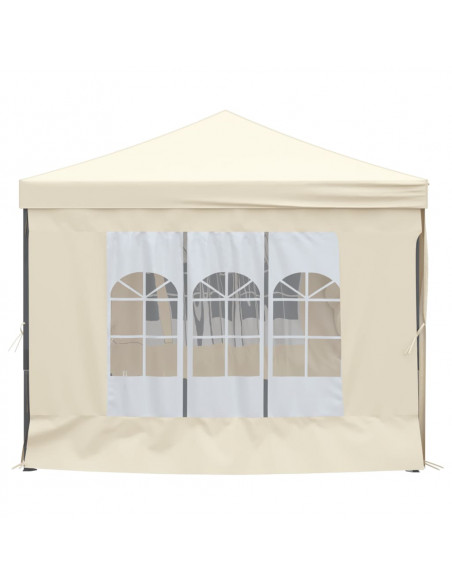 Tenda per Feste Pieghevole con Pareti Laterali Crema 3x6 m