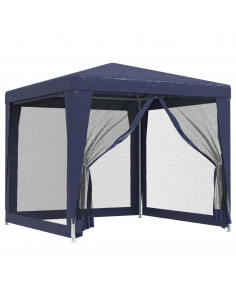 Tenda per Feste con 4 Pareti Laterali in Rete Blu 2,5x2,5m HDPE 2