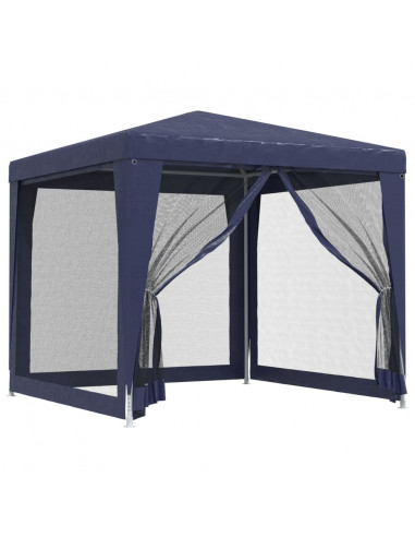 Tenda per Feste con 4 Pareti Laterali in Rete Blu 2,5x2,5m HDPE