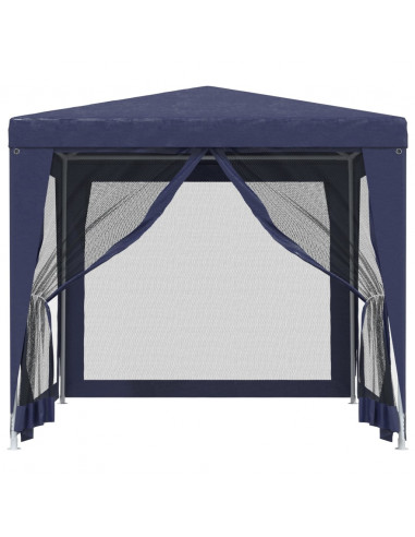 Tenda per Feste con 4 Pareti Laterali in Rete Blu 2,5x2,5m HDPE